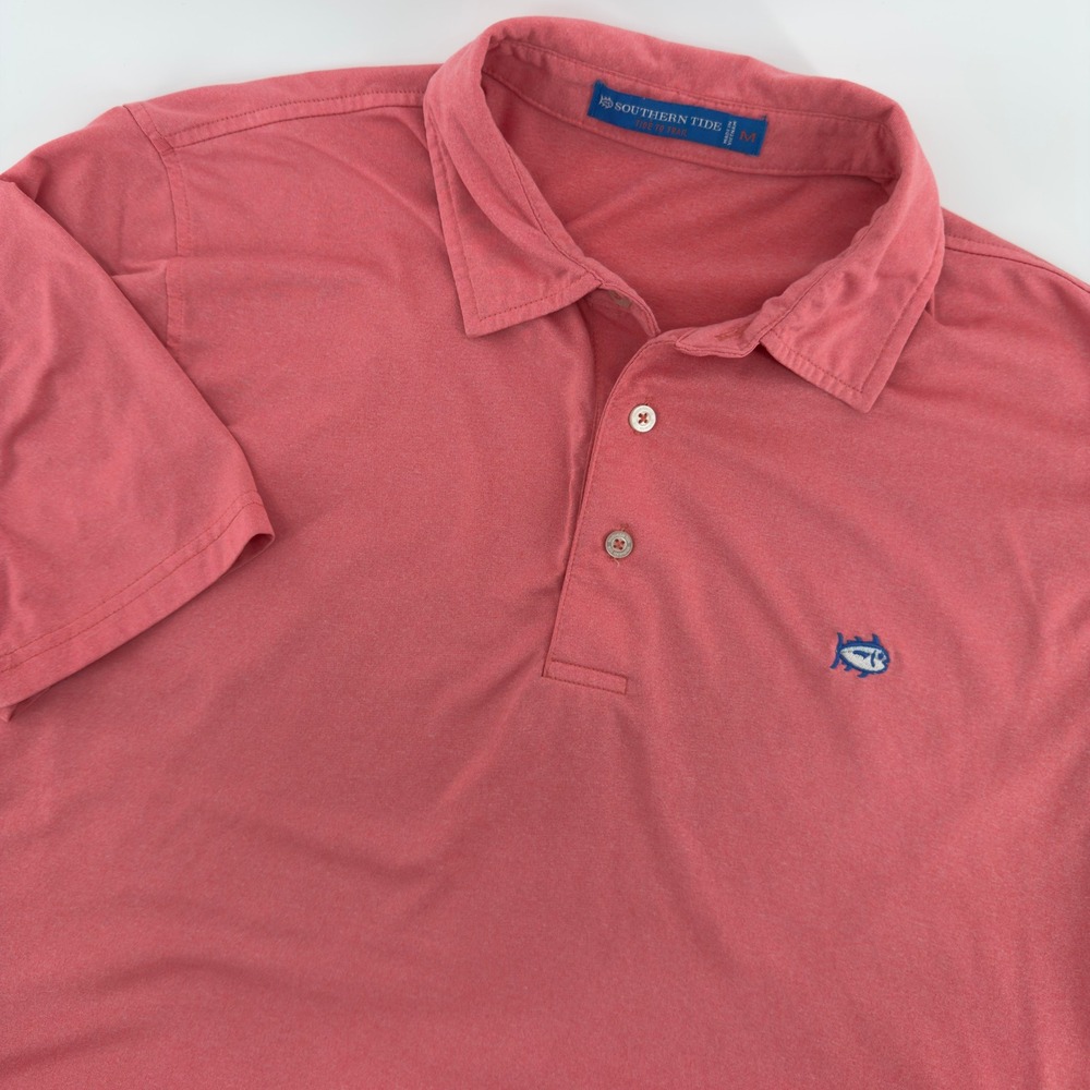 Southern‎ Tide Tide to Trail Mens Medium Coral Pink Heather Polo Shirt